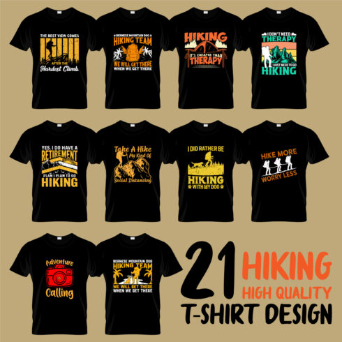 This is high quality hiking t-shirt design template with printable file cover image.