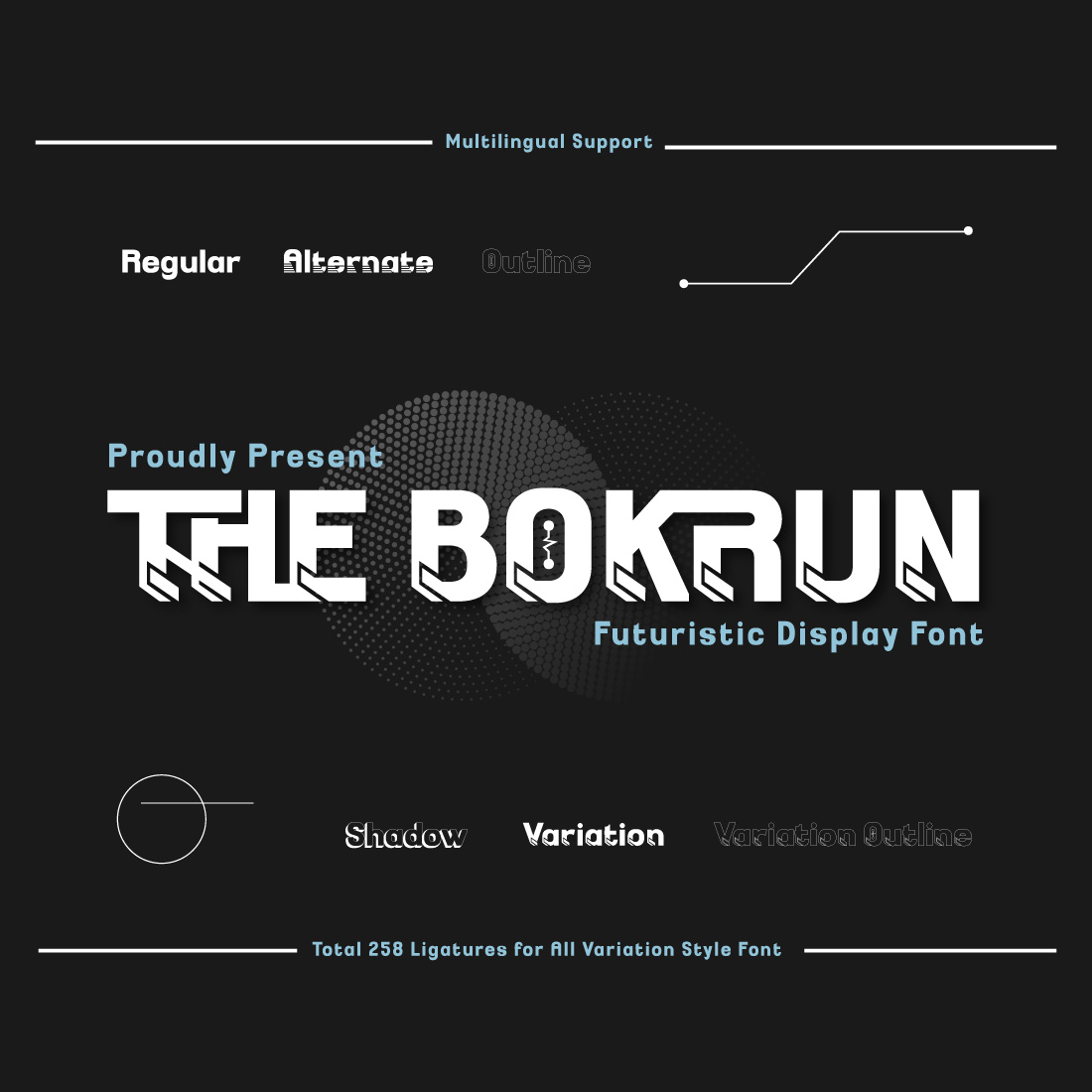 THE BOKRUN | Futuristic Font preview image.