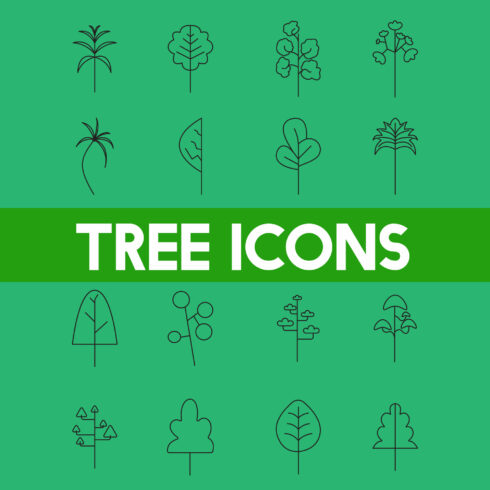 flat trees icons vector pack cover image.