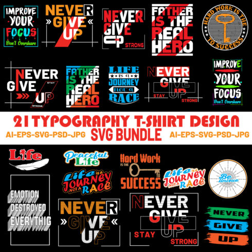TYPOGRAPHY GRAPHIC DESIGN,FOR T-SHIRT PRINTS,SVG BUNDLE cover image.