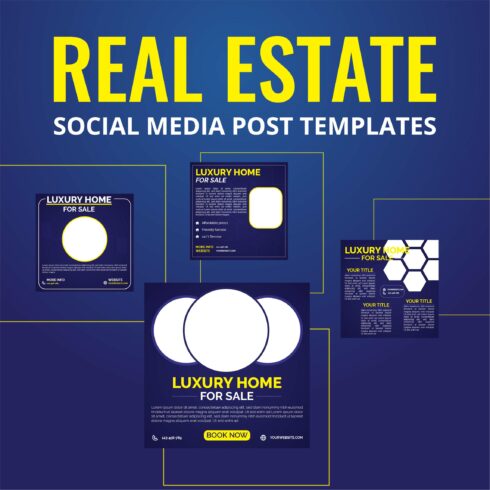 Real estate social media post templates cover image.