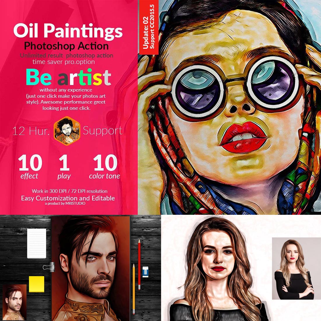 Oil Paintings Photoshop Action cover image.