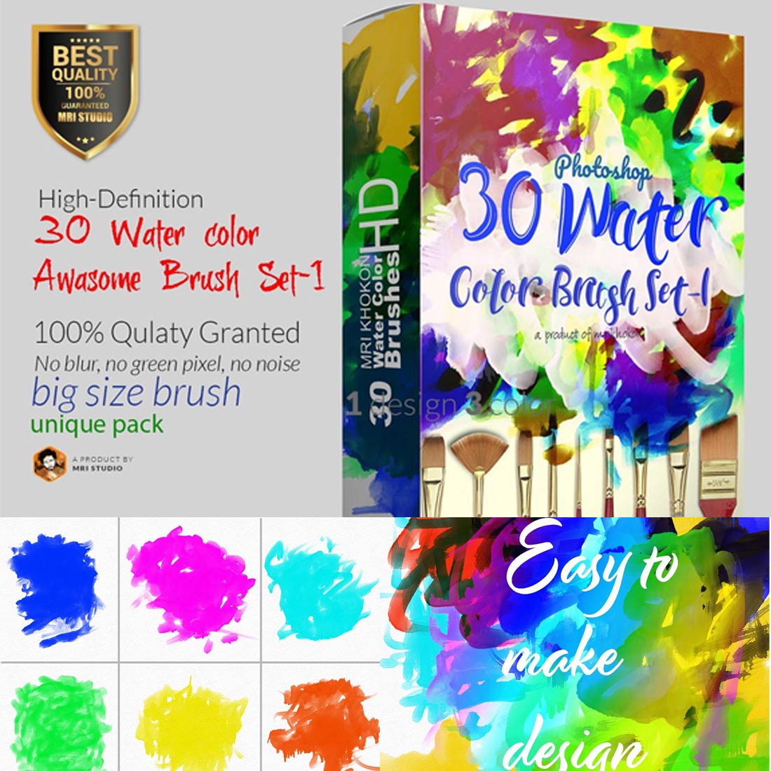 Water color Awesome Brush Set-1 cover image.