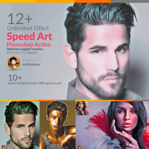 Speed Art Photoshop Action cover image.