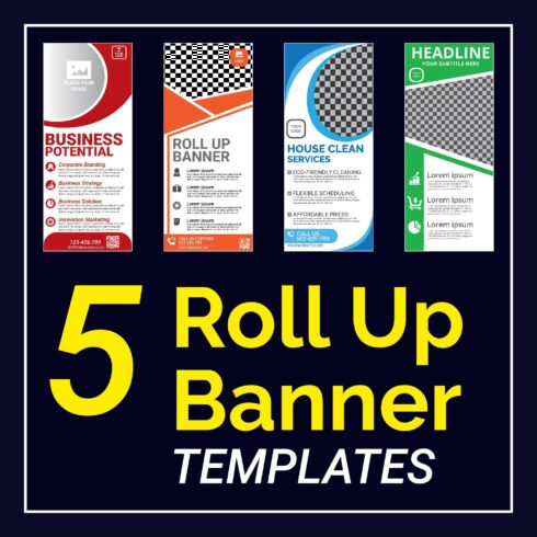 Modern roll-up banner template designs cover image.