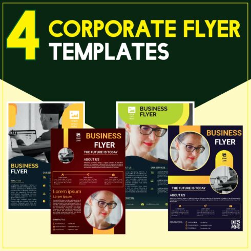 Four corporate flyer templates cover image.