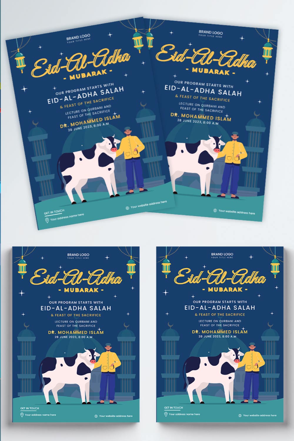 Free vector eid ul adha flyer poster pinterest preview image.