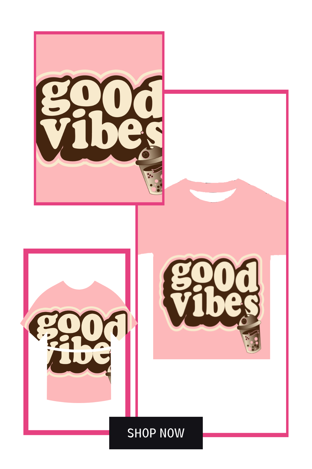A good vibes T-shirt pinterest preview image.