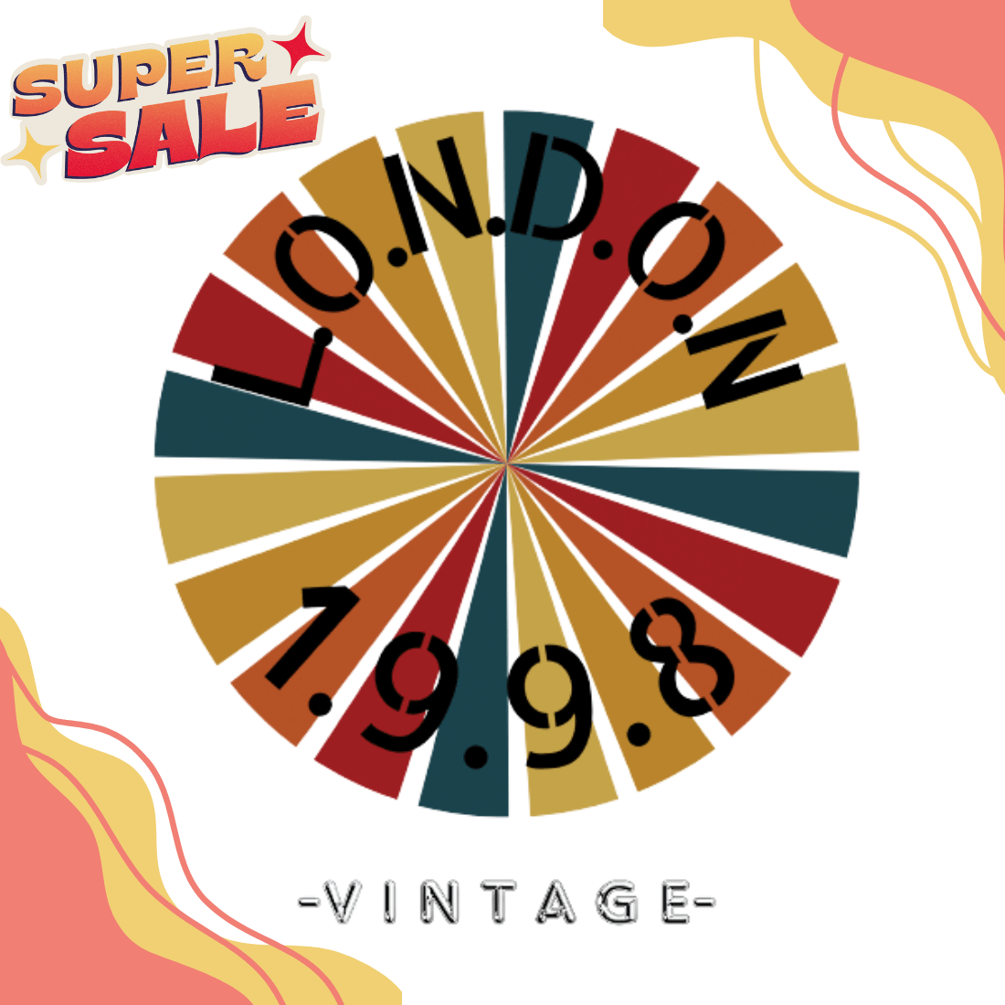 London Vintage t-shirt designs preview image.