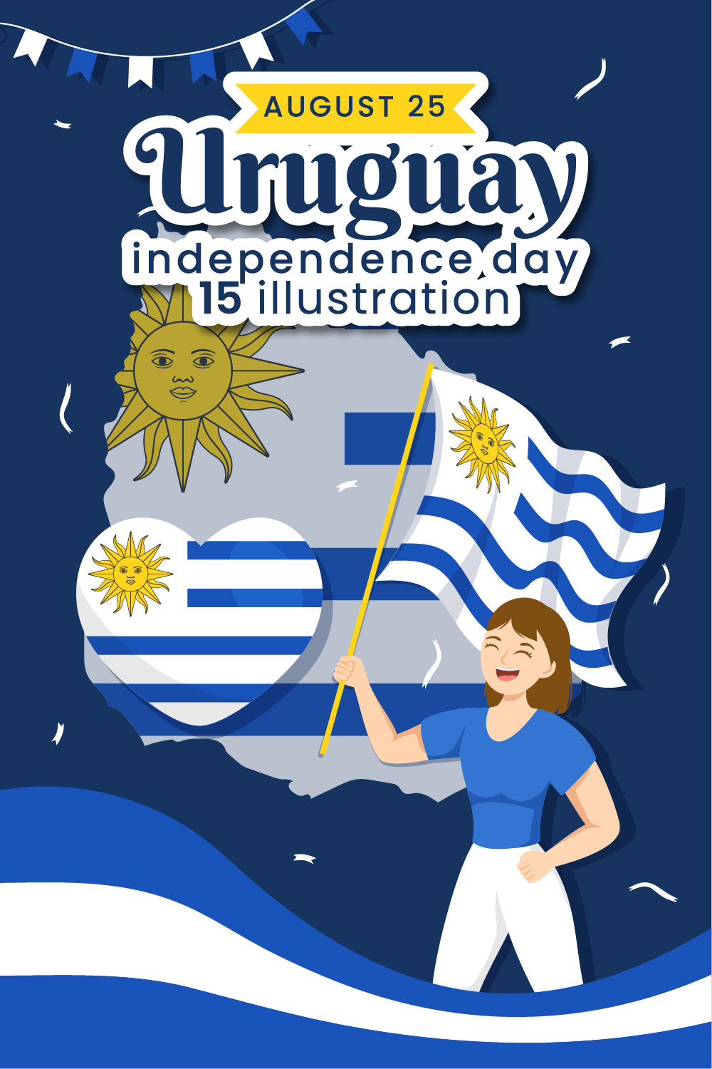 15 Happy Uruguay Independence Day Illustration pinterest preview image.
