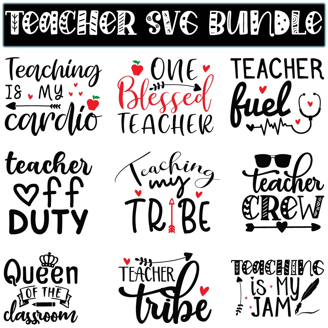 Teacher SVG Bundle preview image.
