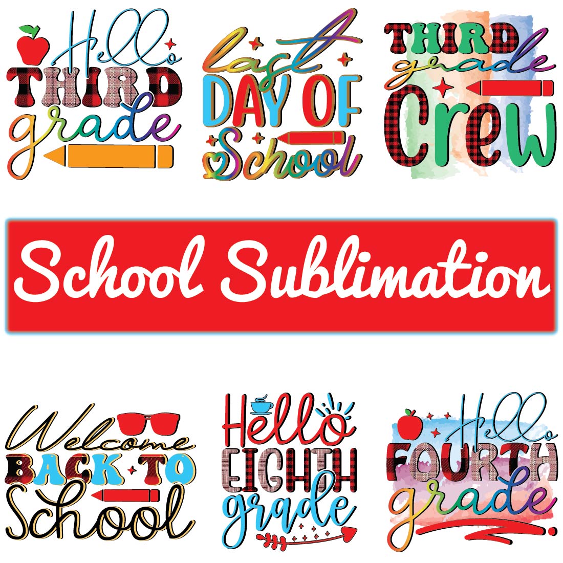 School Sublimation Bundle preview image.