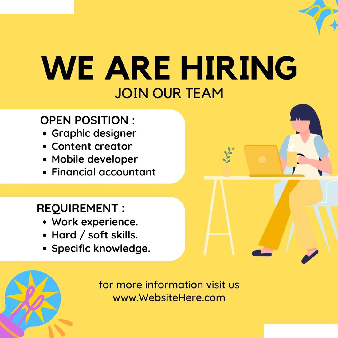 5 We are hiring poster job banner or social media post template cover image.