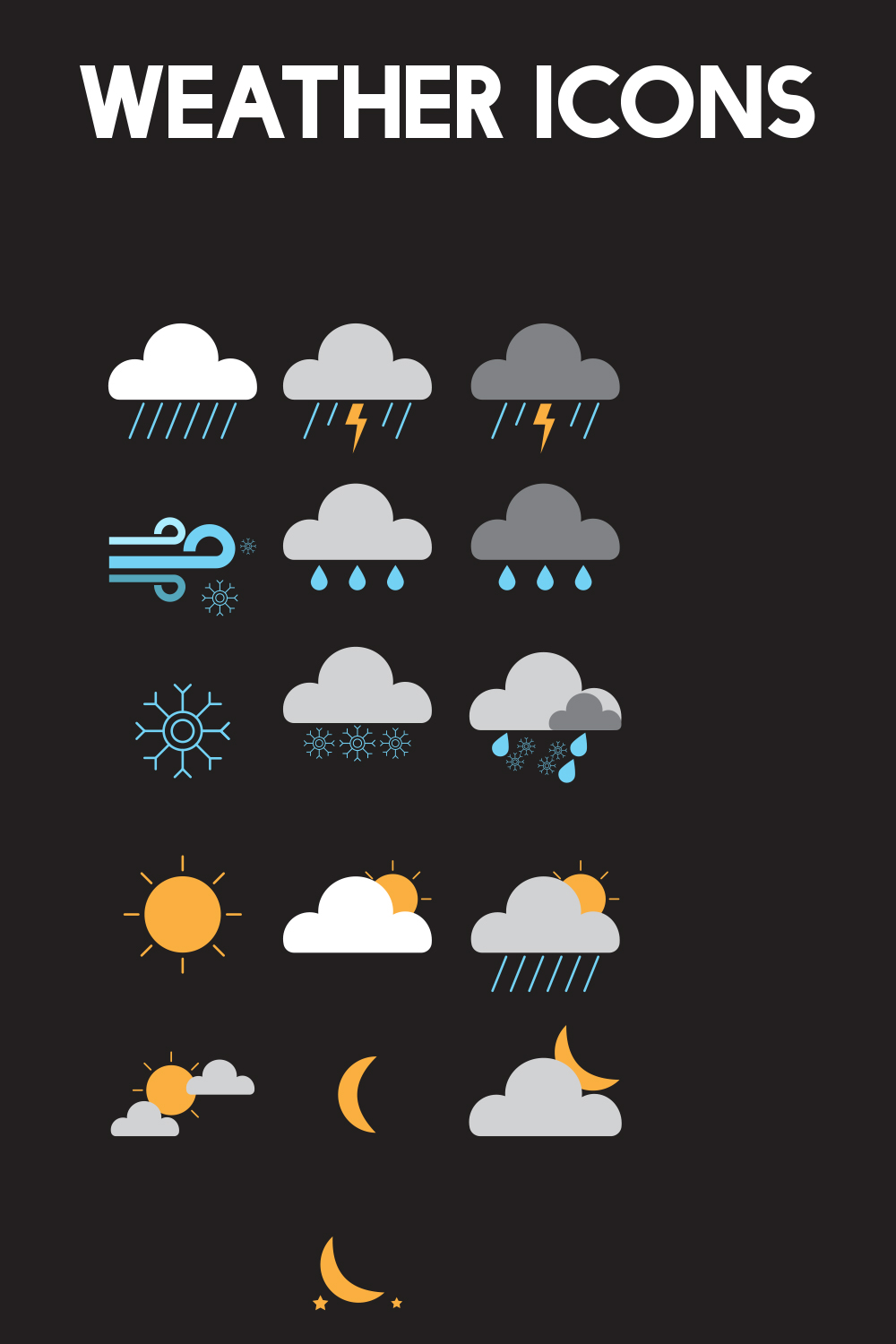 Weather icons collection pinterest preview image.