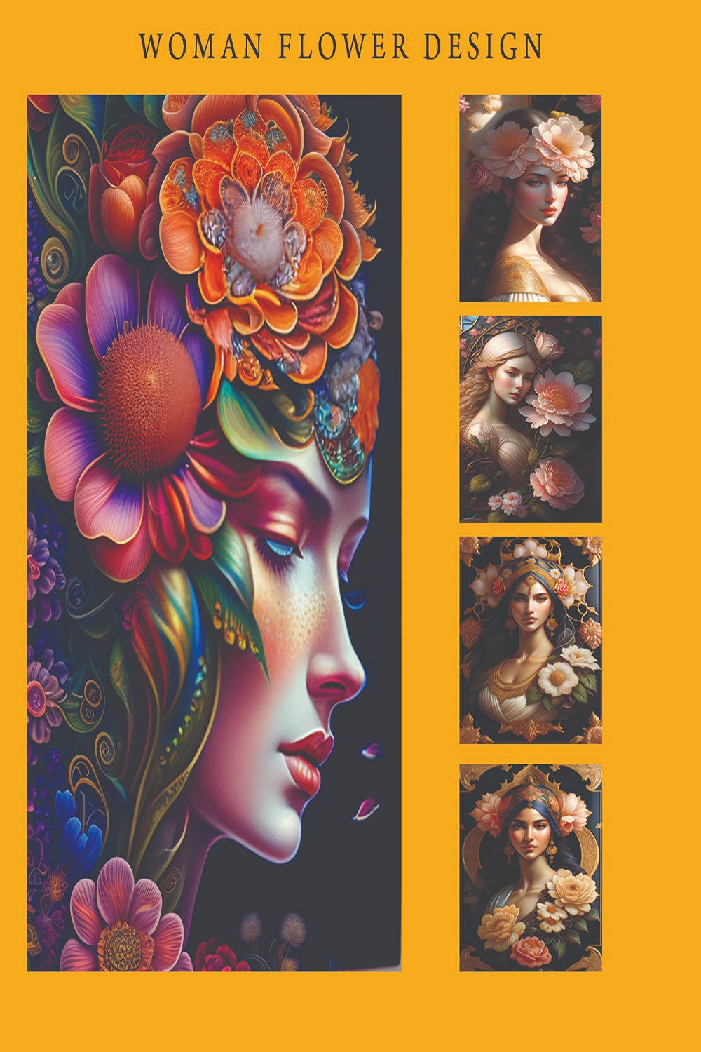 Woman - Flower Design Template pinterest preview image.