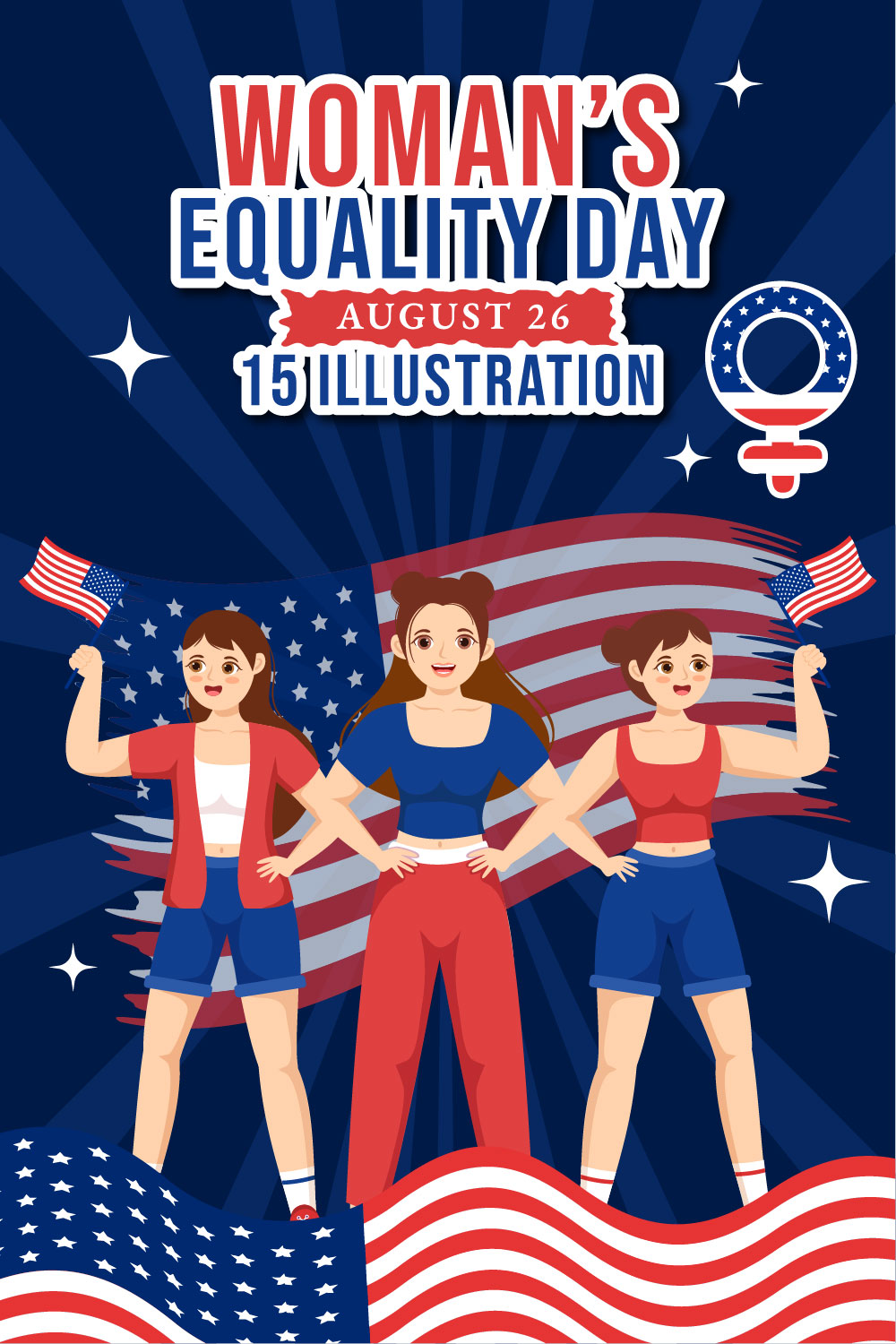 15 Womens Equality Day in United States Illustration pinterest preview image.