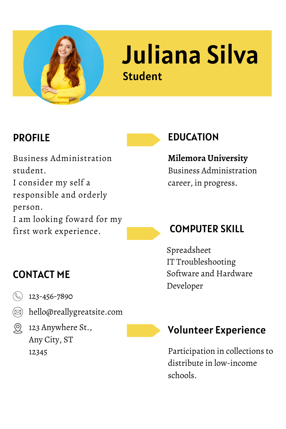 Professional Student Resume / CV Template pinterest preview image.