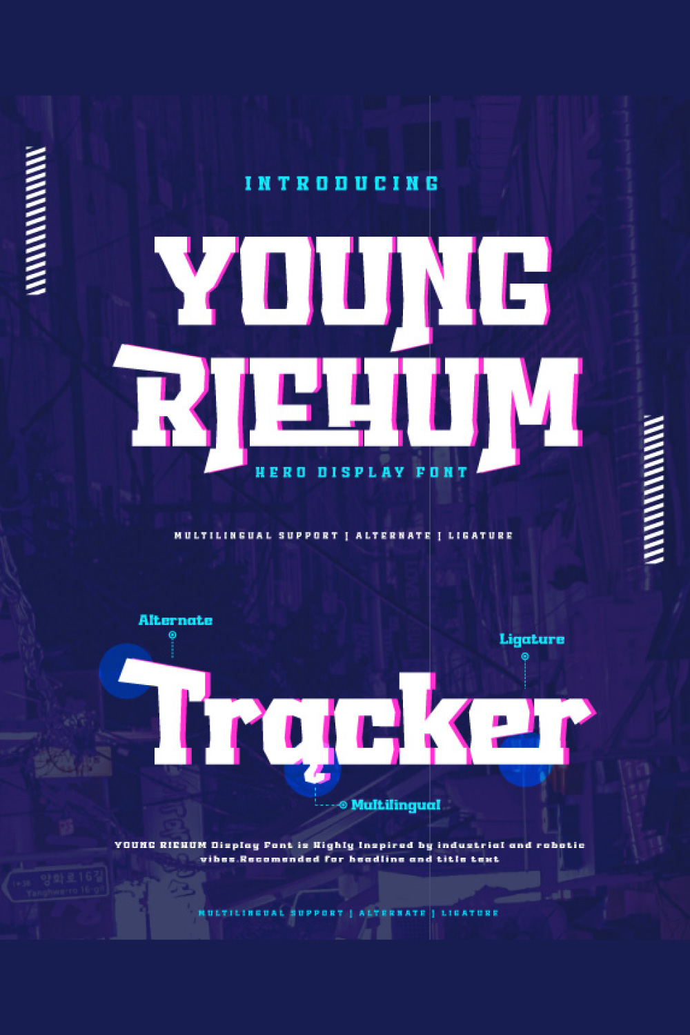 Young Riehum | Display Hero Font pinterest preview image.