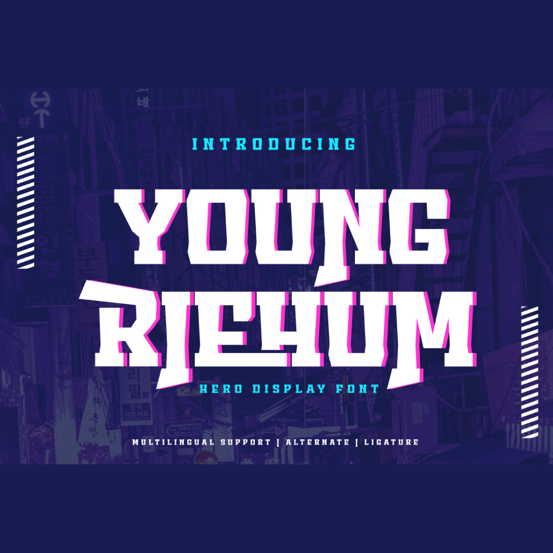 Young Riehum | Display Hero Font preview image.