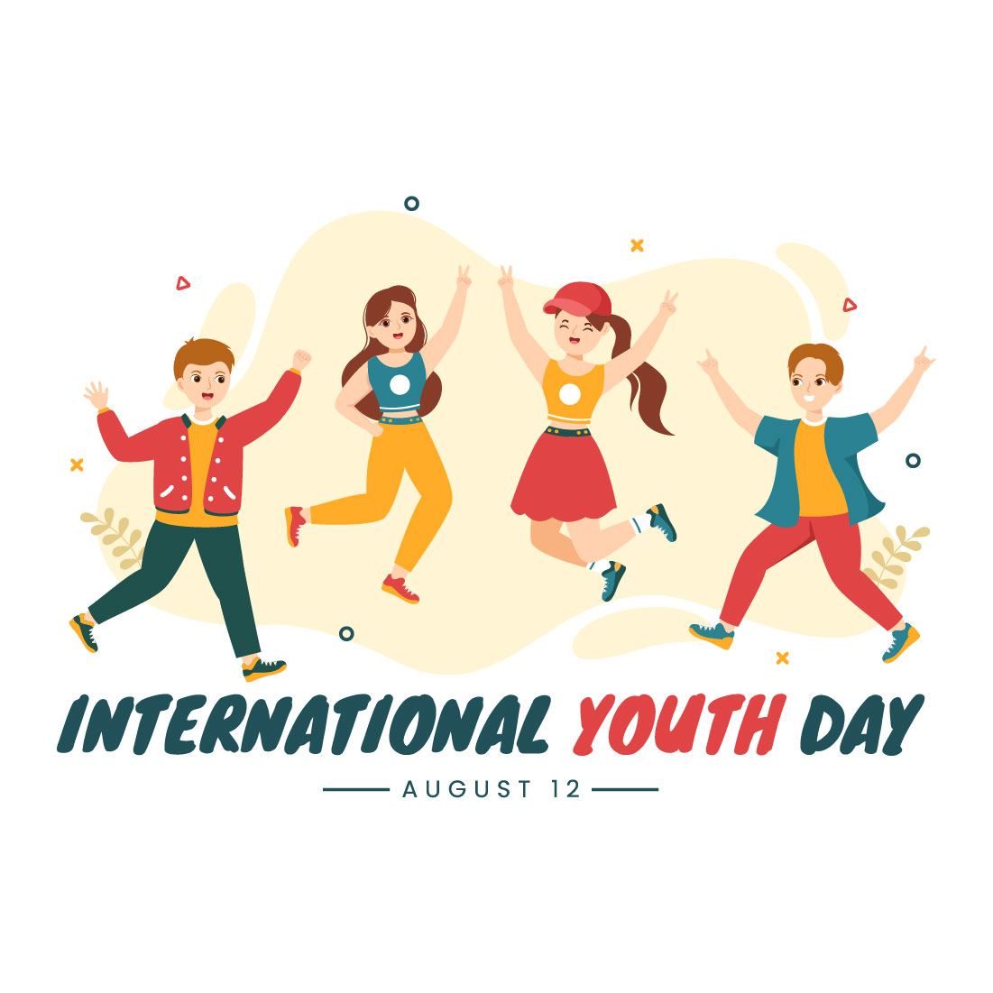 12 Happy International Youth Day Illustration preview image.