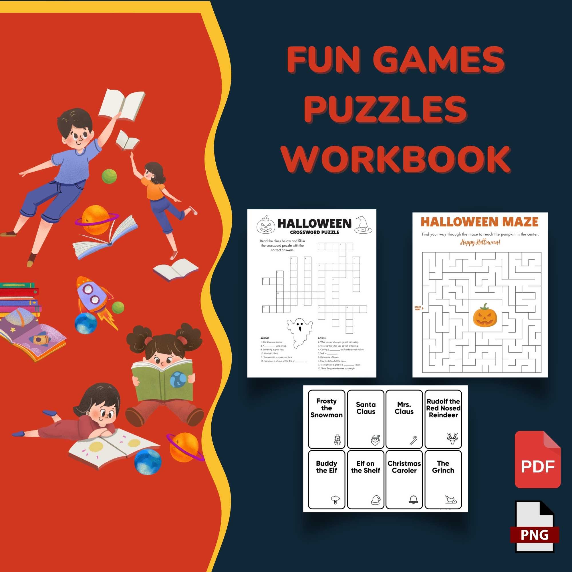 Fun End of Year Activities Games Puzzles Workbook preview image.
