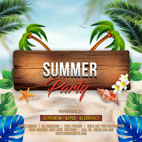 Summer Party or Event Invitation For Social Media cover image.