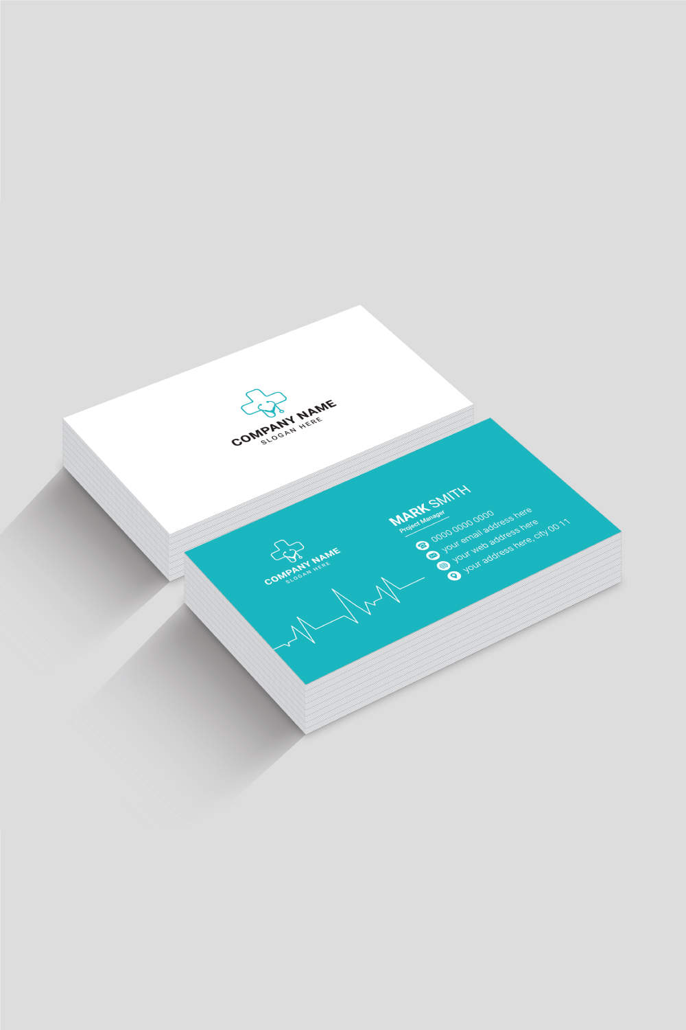 Clinic Doctor Business Card Design Template pinterest preview image.