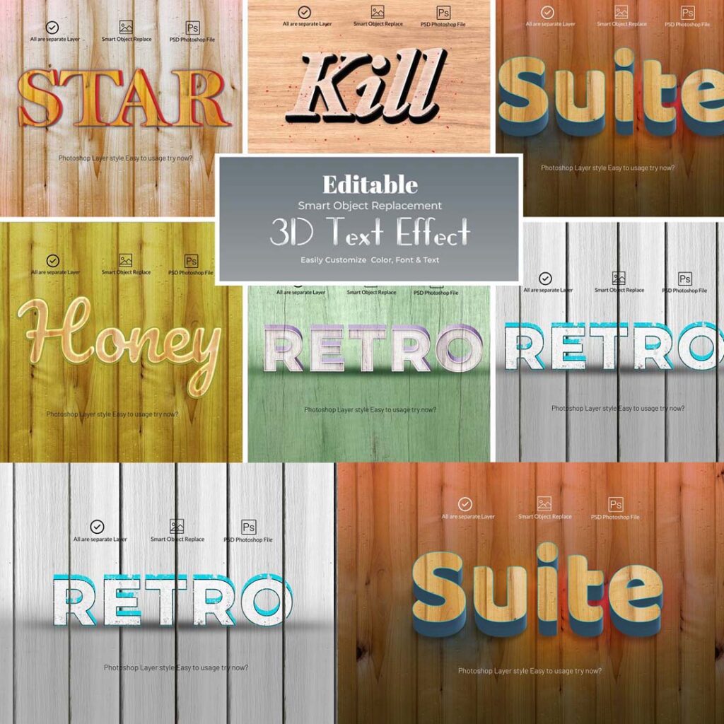 Editable 3D Text Effect Collection - MasterBundles