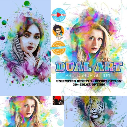 Dual Art Photoshop Action cover image.