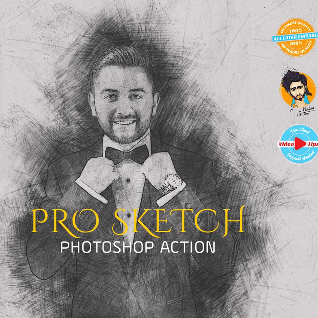 PRO SKETCH Photoshop Actions cover image.