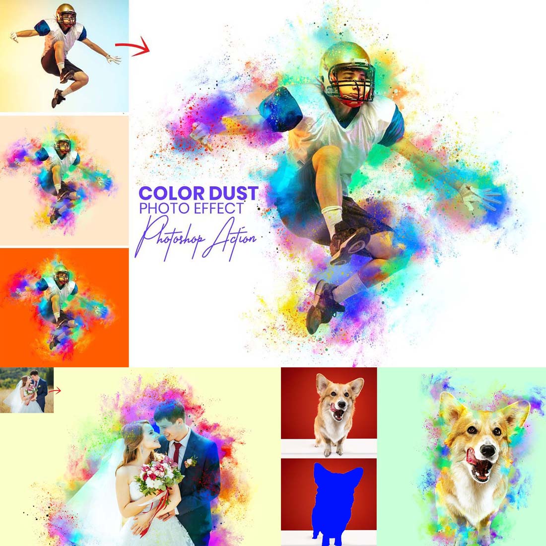 Color Dust Photoshop Actions cover image.