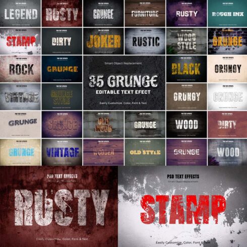 Editable Grunge Text Effect Bundle cover image.