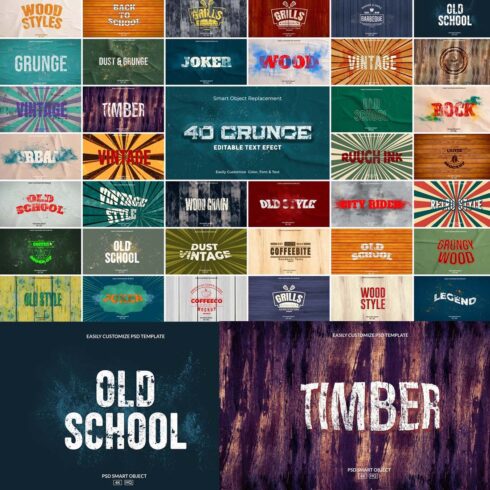 40 Grunge Text Effect Bundle cover image.