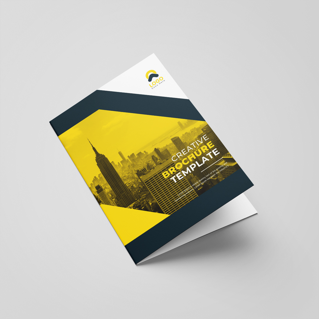 Corporate bifold brochure or company profile or annual report template design cover image.