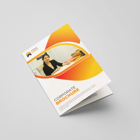 Corporate bifold brochure or company profile or annual report template design cover image.