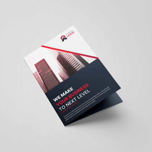 Corporate bifold brochure or company profile or annual report template design cover image.
