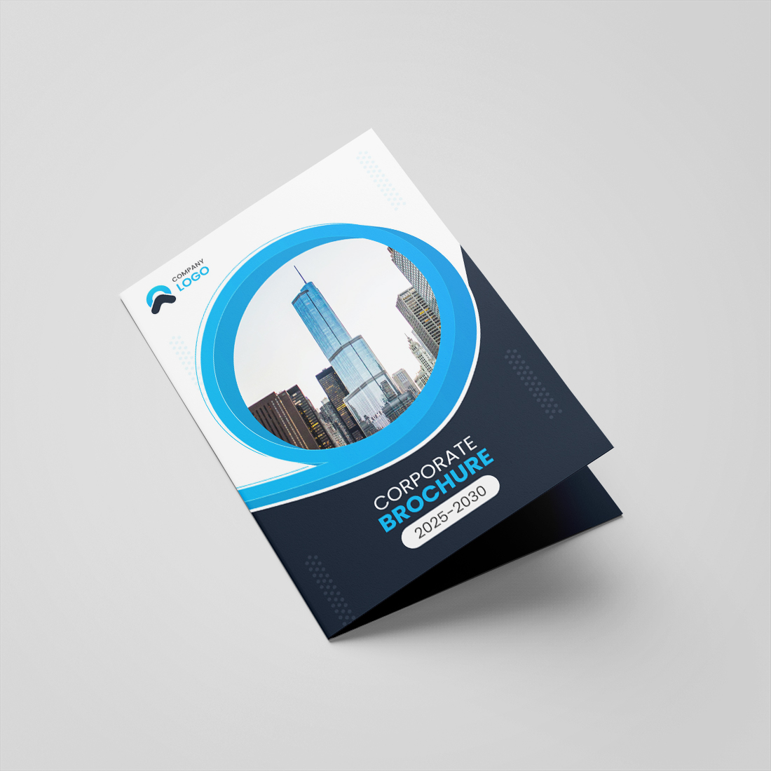 Bifold minimal corporate company profile brochure template design preview image cover image.