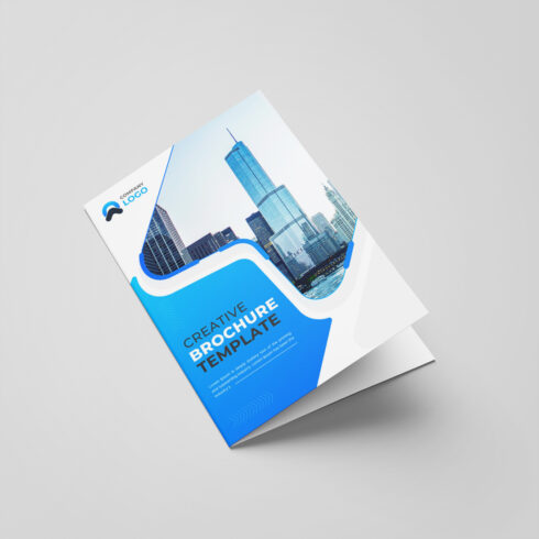 Modern corporate bifold brochure or company profile or annual report template design cover image.