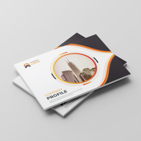 Creative bifold landscape Brochure Or Company Profile Or Annual Report Template Design cover image.