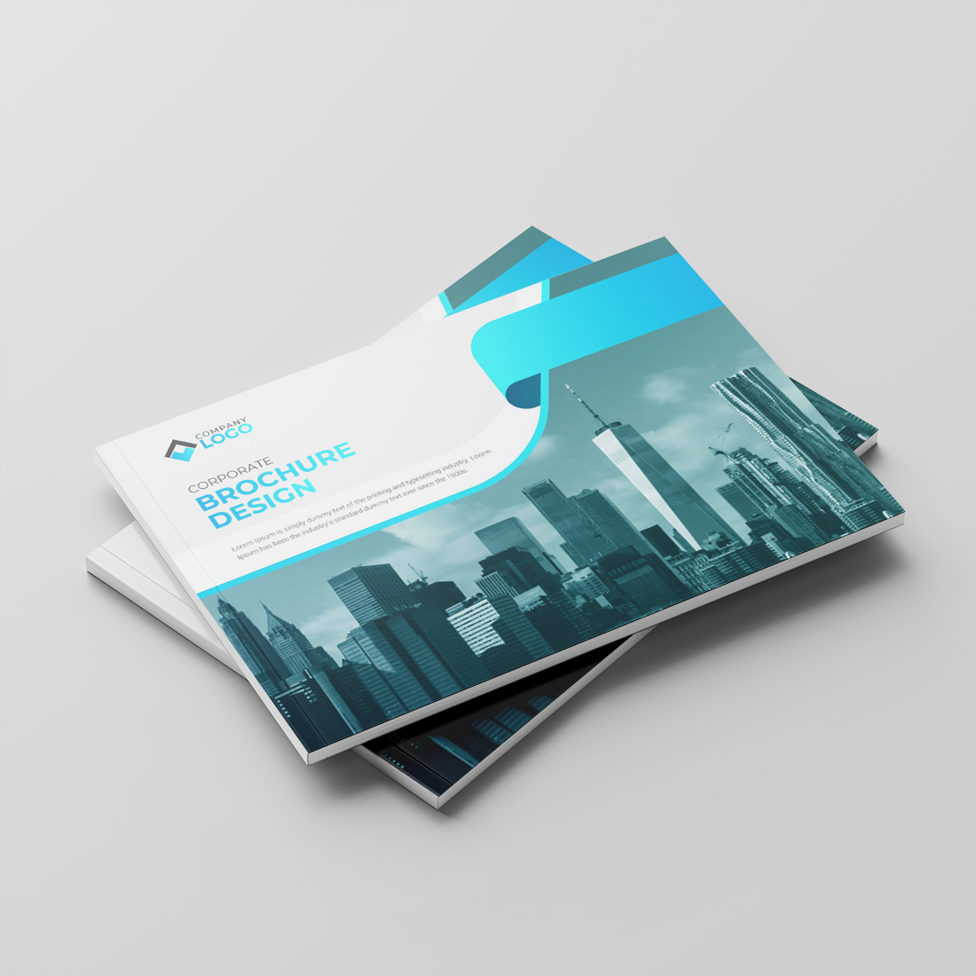 Corporate bifold landscape Brochure Or Company Profile Or Annual Report Template Design cover image.