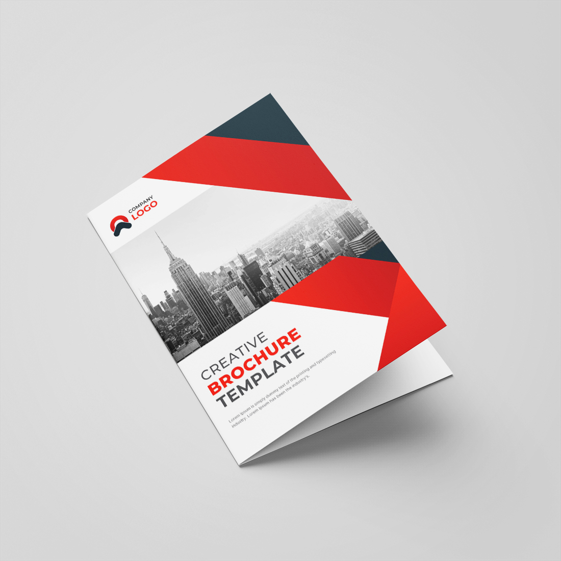 Modern business bifold brochure or company profile or annual report template design cover image.