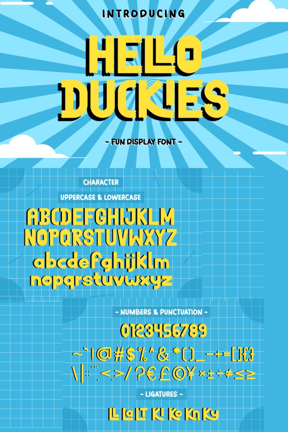 Hello Duckies - Fun Display Font pinterest preview image.