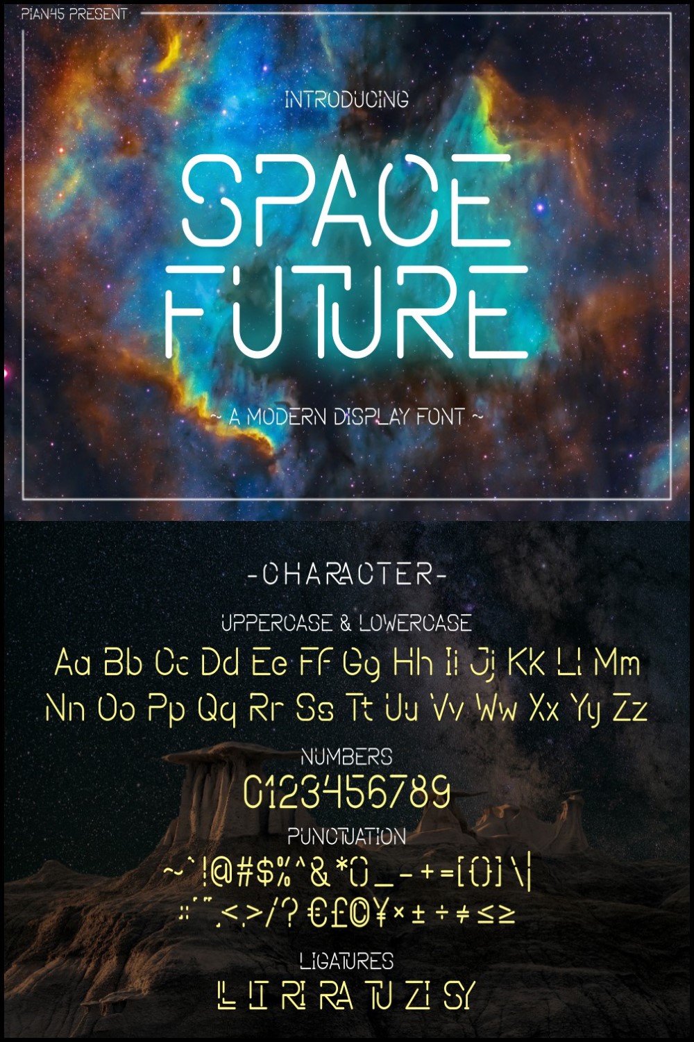 Space Future - Modern Futuristic Display Font pinterest preview image.