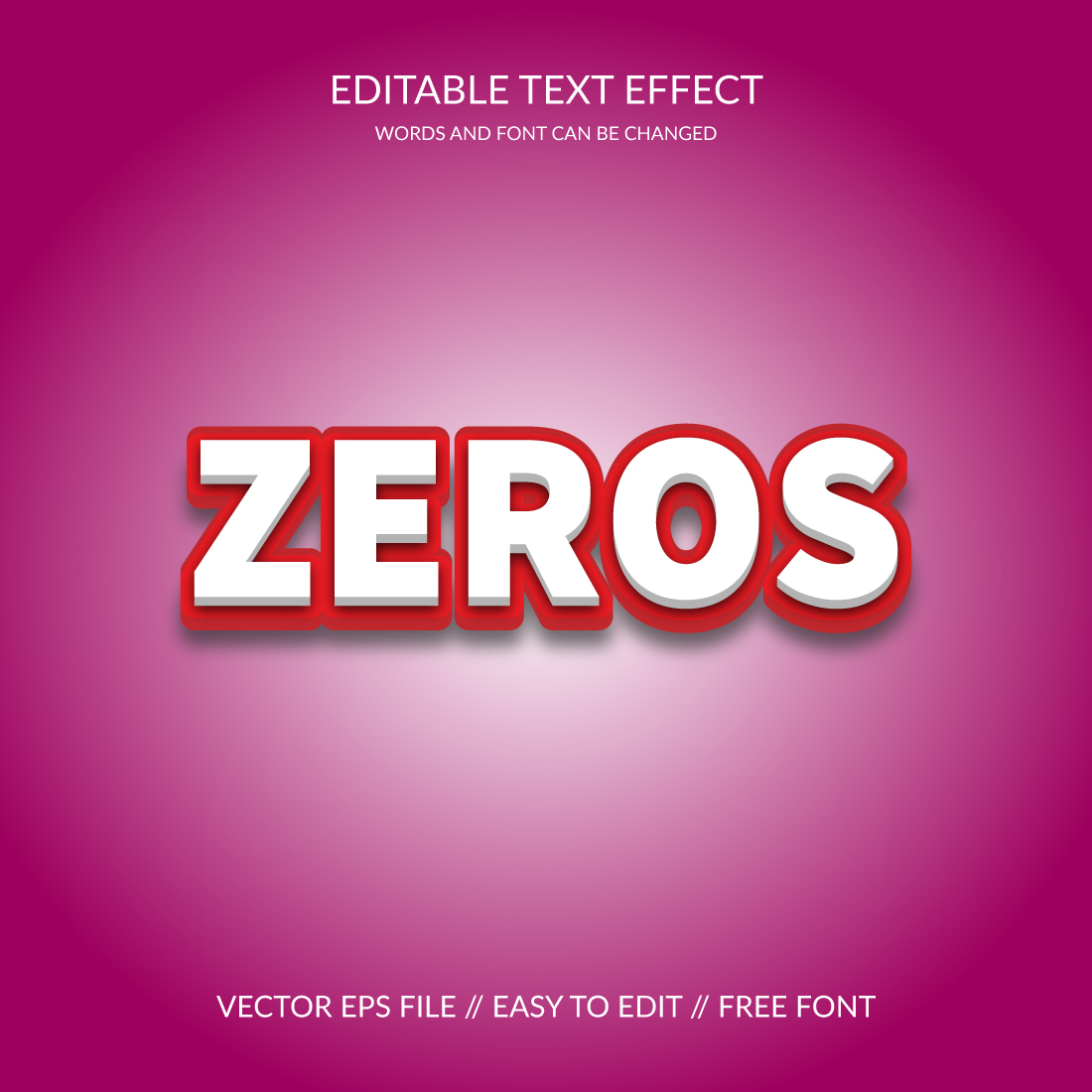 3D Editable Vector Eps Text Effect Template preview image.