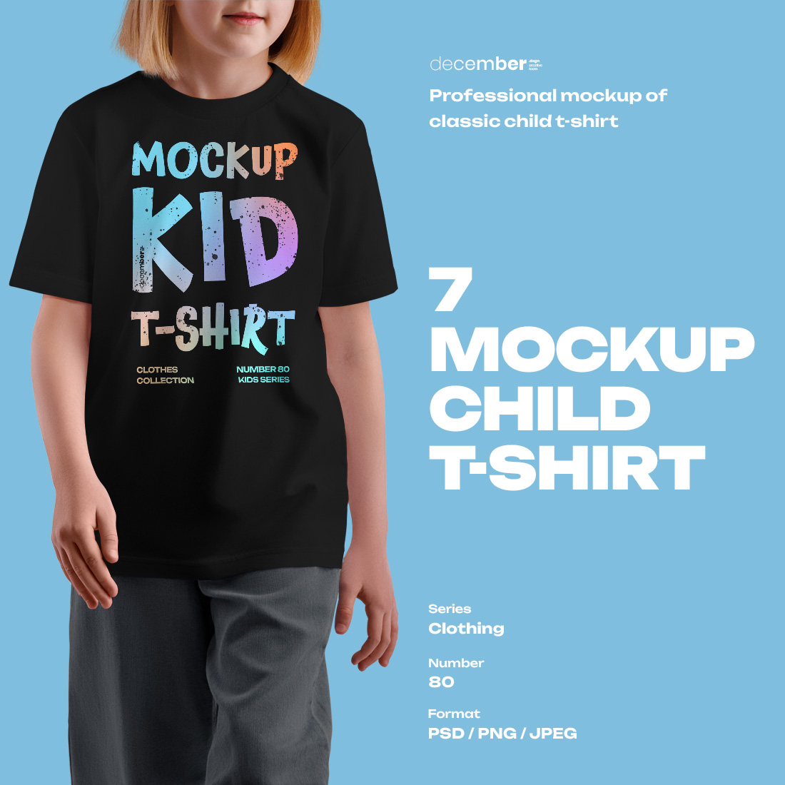 7 Mockups of a Kid's T-shirt on a Girl cover image.