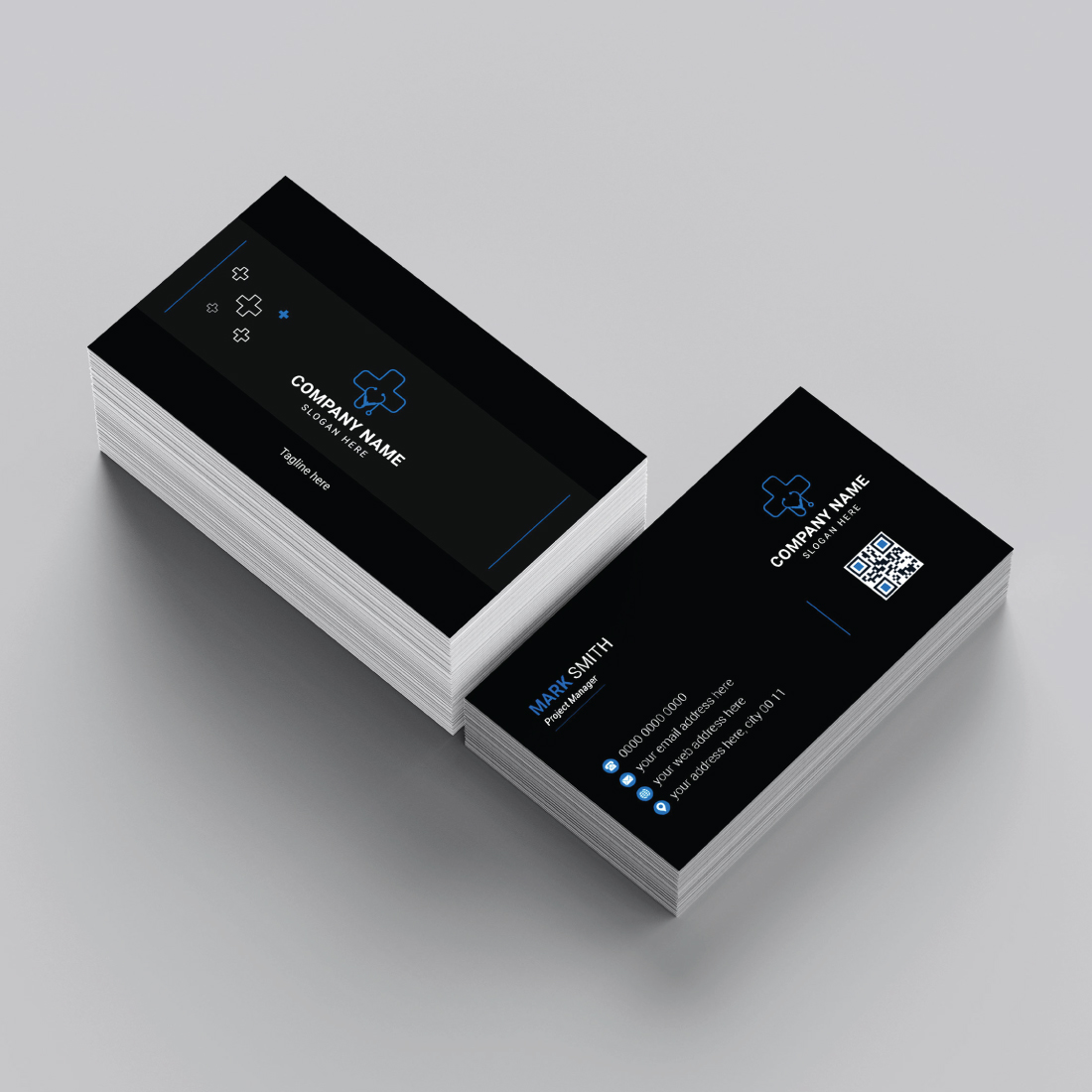 Medical Business Card Design Template preview image.