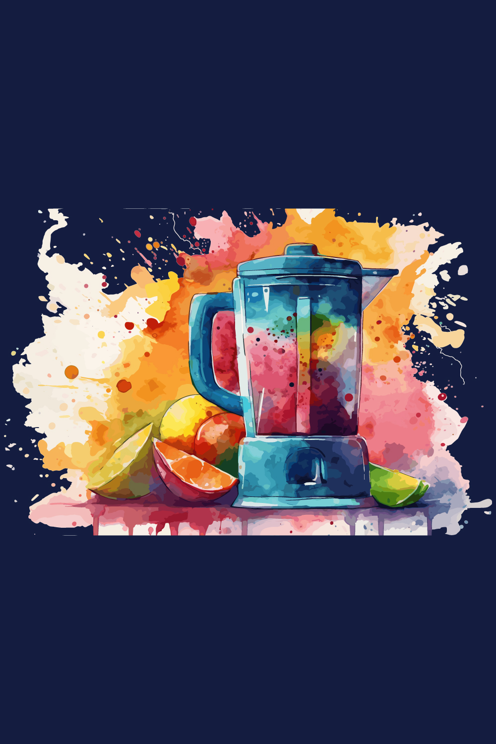 Electrical Juicer Blander machine with splash watercolor pinterest preview image.