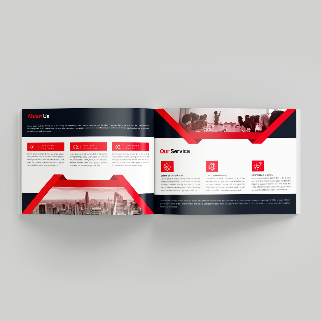 Corporate bifold landscape Brochure Or Company Profile Or Annual Report Template Design preview image.