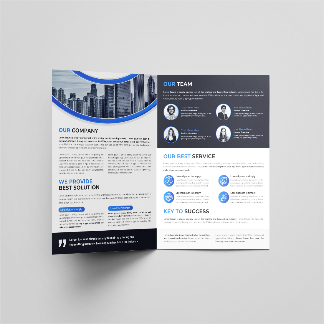 Modern bifold brochure or company profile or annual report preview image preview image.