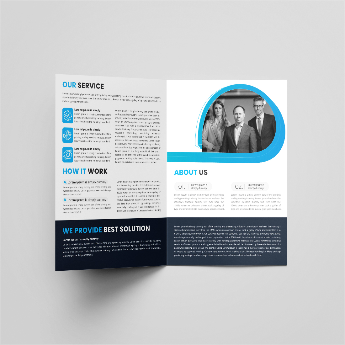 Bifold minimal corporate company profile brochure template design preview image preview image.